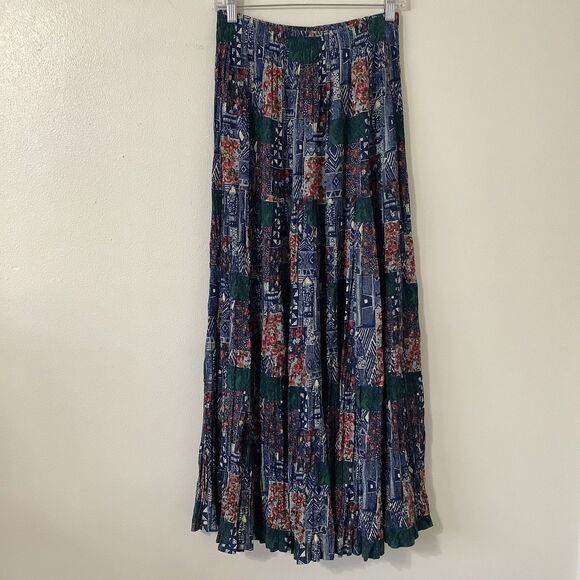 Vintage Patchwork Prairie Western Boho Cottagecore Cowgirl Peasant Maxi Skirt OS - Picture 1 of 10